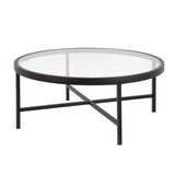 Henn&Hart Table Basse Ronde de 91,4 cm de Large avec Plateau en Verre en Bronze Noirci, Tables Basses Modernes pour Salon, Studio et Appartement