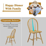 Lot de 2 chaises de salle à manger en bois massif de style campagnard avec dossier pour maison, cuisine, restaurant et bistrot, finition naturelle