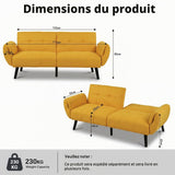 JIEXI Canapé 2 Places, dossiers réglables, 152 cm, Convient pour Salon, Bureau, Chambre, Salon, Chambre à Coucher, Jaune