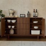Yinj9562fg Buffet d'appoint Buffet en Noyer Noir, Meuble de Rangement for Salon, à thé, tiroirs avec Rangement