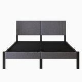 DUMEE Cadre de lit king size de 1,5 m avec tête de lit rembourrée, cadre de lit rembourré avec support à lattes en métal, lit king size gris