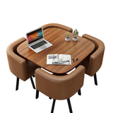 Table de conférence carrée en noyer avec 4 chaises - Mobilier de salle à manger en bois pour bureau, réception, club, cuisine et cafés