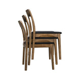 sweeek - Chaise Vintage en Bois d'hévéa Teinte Noyer et Tissu Noir. L 48 x P 58 x H 81.5cm (Lot de 2)