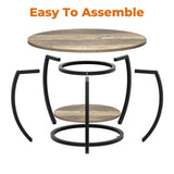 GreenForest Table basse ronde avec rangement ouvert, table de salon moderne avec étagères à 2 niveaux, petite table centrale de ferme avec pieds réglables, table d'appoint de 70,1 cm pour bureau à