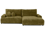 Lisa Design - Nelly - canapé d'angle Droit 4 Places Convertible avec Coffre en Velours texturé, Vert Olive