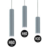 L+ Lustre de Cuisine Moderne, Spot de Plafond LED, Métal, Forme Cylindre, GU10, Plafond, H60cm, Diamètre 6cm (Gris, H60 cm)