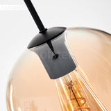 Suspension Vevino, suspension en métal/verre en noir/ambre, luminaire avec abat-jour en verre (Ø 20 cm), hauteur max. 150 cm, 1 x E27, ampoule(s) non incluse(s)
