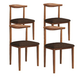 Lot de 4 chaises de salle à manger modernes imperméables en coton et lin avec pieds en métal robuste finition noyer et marron pour salle à manger, salon, chambre à coucher et cuisine