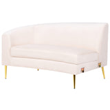 Canapé 4 Places en Velours Beige de Style Rétro à Pieds Dorés et Forme Courbe Moss