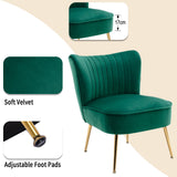 chairus Chaise de Salon en Velours Fauteuil de Chambre Comfortable Chaise Rembourrée Canapé 1 Place (Vert- 1 Piece)
