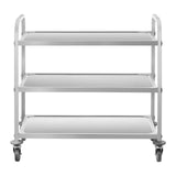 Royal Catering Chariot de Service Desserte Cuisine à roulettes 3 Plateaux RCSW 3 (101x55x96,5cm, capacité de Charge 480 kg, épaisseur des étagères 3cm)