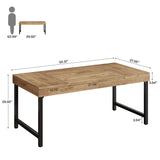 Tribesigns Table de salle à manger rectangulaire industrielle pour 4 à 6 personnes, 140 cm Table à Manger, avec pieds en métal robustes pour la maison, la salle à manger, petit espace, marron rustique
