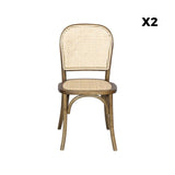 sweeek - Lot de Deux chaises Vintage en Bois Marron Vieilli avec Assise et Dossier en rotin