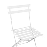 Salon de Jardin Bistrot Table et 2 Chaises en Acier Blanc Pliable avec Patins Fiori