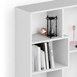 Mobili Fiver, Bibliothèque M Iacopo (160,8 x 236,4 cm), Frêne Blanc, Étagère Bibliothèque pour Salon, Bureau, Made in Italy