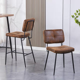 HOOZ Lot de 2 ou 4 chaises rembourrées avec dossier, chaises de cuisine, avec pieds en métal, pour salle à manger, chambre à coucher et salle de conférence (aspect cuir marron, 2)
