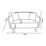 [en.casa] Canapé 2 Places Confortable avec 2 Coussins Sofa Rembourré avec Accoudoir Excellente Stabilité Capacité de Charge 320 kg Salon Chambre à Coucher Velours Côtelé 132 x 70 x 80 cm Bleu