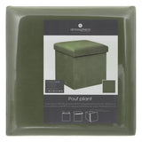 Atmosphera - Pouf Pliant Lilou en Velours 38x38cm Vert Kaki