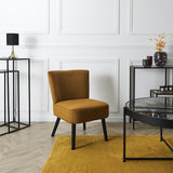 AltoBuy KONAE - Fauteuil Crapaud en Velours Côtelé Ocre