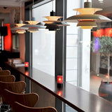 Lustre d'art de designer nordique pour restaurant, bar, café et chambre à coucher, lustre multicouche en aluminium avec bouton simple, tête unique, finition noire, taille 40 cm