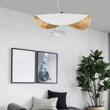 COCOL Lustre LED Lampe Suspendue Feuille D'or Suspendus Lumières Chapeau En Or Noir Lustre Lampe Ligne Suspendue Hauteur Réglable Intégré Restaurant Salon Hôtel Café Bar 11 W (White)