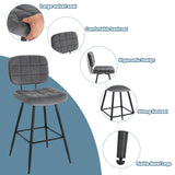 EUGAD Tabouret Bar, Chaise de Bar, avec Dossier, Repose-Pieds, Siège Rembourré, en Velours et Métal,Gris foncé,1043BY-1