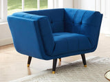 Vente-unique - Fauteuil Samantha II en Velours - Bleu Nuit