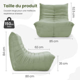 Canapé Lounge pour Petits espaces, canapé Paresseux de Sol avec Mousse à mémoire de Forme, canapé Nuage en suédine, Petit canapé pour Chambre et Salon, Vert