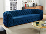 Vente-unique - Canapé 3 Places Chesterfield Stanley - Velours Bleu Nuit