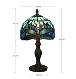Tokira Lampe de Table Tiffany Libellule Bleu de Mer 8 Pouces, Rétro Vitrail Abat-jour, Lampe Pour le Salon Chambre, Lumières de Restaurant[Sans Ampoule]