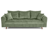 Lisa Design - Rune - canapé Droit 3 Places en Velours texturé, Vert Sauge