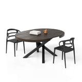 MOBILI FIVER, Table Ronde Extensible Emma, 120-160 cm, Noyer américain, avec Pieds Noirs croisés, pour 4-6 Personnes, Table Extensible pour Cuisine, Salon, Made in Italy