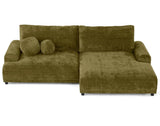 Lisa Design - Nelly - canapé d'angle Droit 4 Places Convertible avec Coffre en Velours texturé, Vert Olive