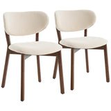 Happy Garden Lot de 2 chaises Aura en Bois foncé et Tissu Boucle Beige, Rembourrage Mousse, Pieds en Acier