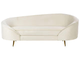 Beliani Canapé 3 Places Glamour en Velours Pieds en Métal Doré Beige Savar