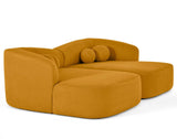 Lisa Design - Charles - canapé Droit 4 Places avec Double méridienne - Assise Profonde - en Velours texturé, Jaune