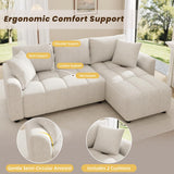 Sapgaks Canapé d'angle,Canapé 3 Places,anapé d'angle Convertible en L, Tissu Chenille,avec 2 Coussins décoratifs,adapté au Salon et à l'appartement (Beige)