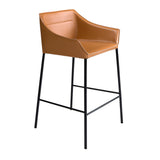 Ángel Cerdá- Tabouret Moderne en Similicuir Marron - Pieds en Acier Noir Mat - Style Avant-gardiste - Tabourets de Cuisine Hauts - de Bar - Meubles de Cuisine - Tabouret Haut - 59 X 55 X 92 cm