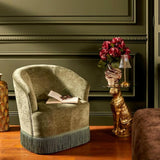 Paris Prix Atmosphera Créateur d'intérieur - Fauteuil Chenille à Franges Alanya 71cm Kaki