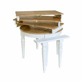 Loberon Table à manger Pinecrest, style maison de campagne, design rond, flexible, extensible grâce à 2 plaques supplémentaires, charme rustique, table de salle à manger, bois de sapin, bois de