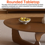 Table Basse Triangulaire en Bois d'hévéa, Style Milieu du siècle, en Noyer, pour Salon, Petite Table Ovale, Marron, Abstraite, Rustique, pour Bureau, extérieur, Patio