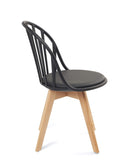 KAYELLES Lot de 2 chaises bistrot à barreaux Style scandinave pour Cuisine, Salle à Manger ou Chambre. Siège avec Coussin Simili Cuir rembourré, Pieds en Bois de hêtre Clair Bold (Noir)