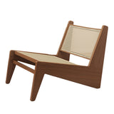 wanghaiyanBD Chaise d'appoint en rotin, design moderne du milieu du siècle, assise confortable pour chambres, balcons et terrasses, finition noyer