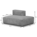 HOMIFAB Module d'angle Ouvert à Droite 2 Places en Velours côtelé Gris Clair - Modulo New
