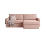 FARO MINI - Canapé d'angle avec fonction couchage et espace de rangement - Canapé-lit compact avec mousse froide HR et suspension ondulée - Facile à monter - Tissu Faro moderne - 224 x 140 cm (rose