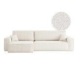 LOUNGITUDE Canapé Farah d'angle Max réversible et Convertible 5 Places en Tissu Bouclette