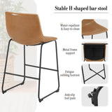 EUGAD Tabouret de Bar en Similicuir, Lot de 2, Siège Rembourré, Chaise Haute Cuisine, avec Dossier, Pieds en Métal, avec Repose-Pieds, Marron, 1071BY-2