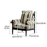 LMXRYPD Fauteuil Moderne en Lin Rayé, Petit Fauteuil Rembourré avec Pieds en Bois, pour Chambre et Lecture(Green)