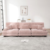 EURHCIO Canapé 3 Places en Chenille,Canapé Modulable avec Coussin et Accoudoirs Rembourrés Circulaires,pour Salon,Bureau et Home Cinéma (Rose)