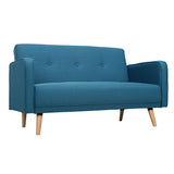 Miliboo Canapé scandinave 2 Places en Tissu Bleu Canard et Bois Clair Ulla